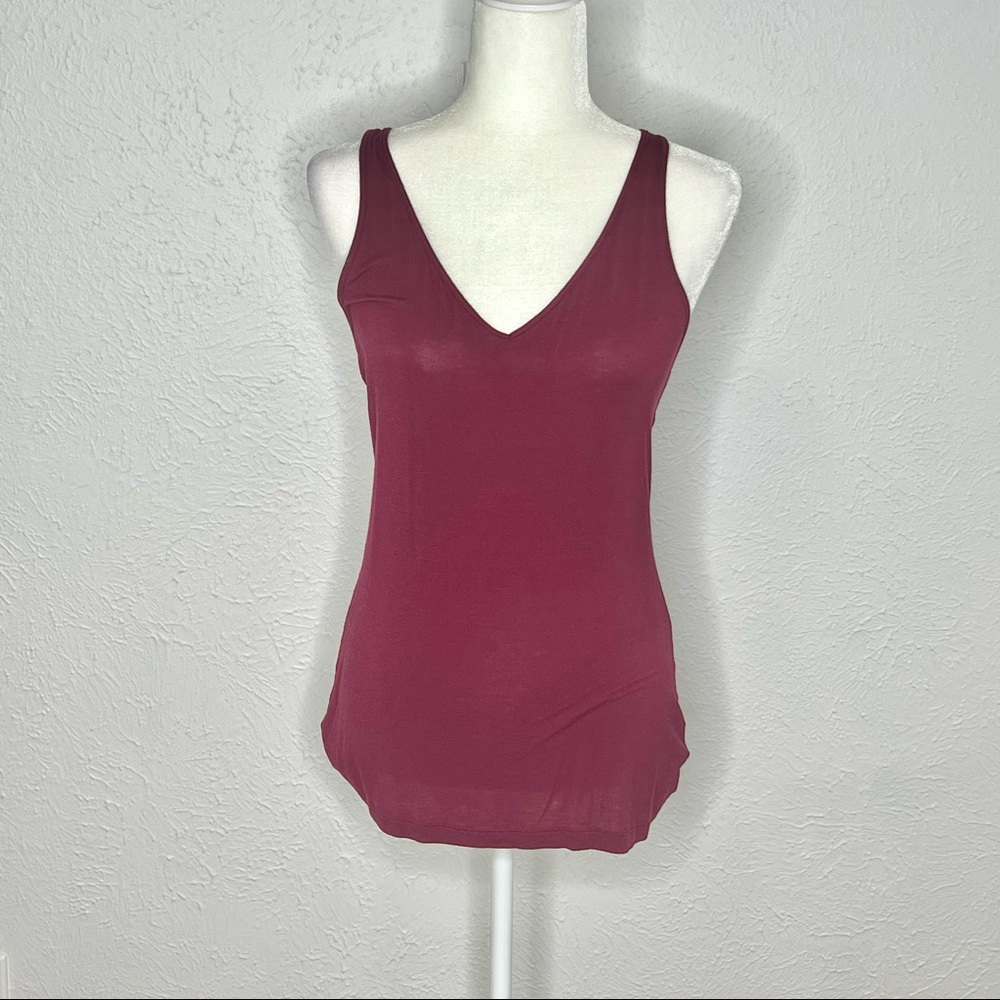 Maroon V neck Tank Top